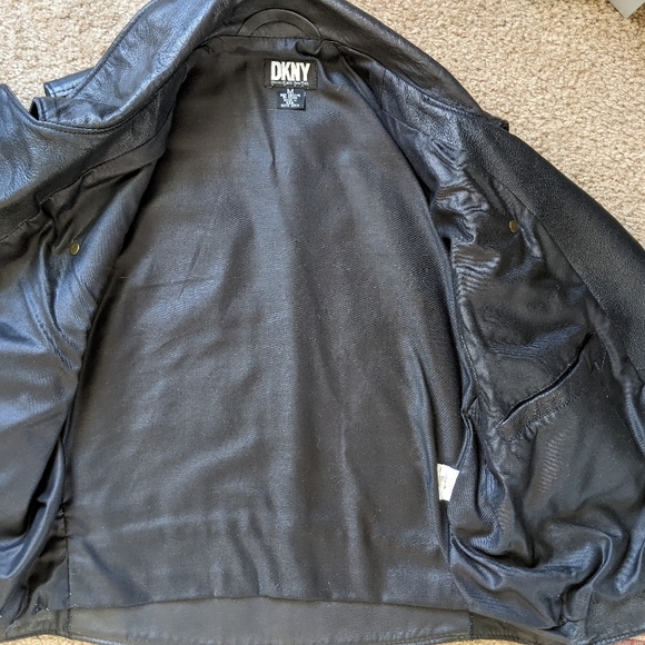 Dkny Black Leather Motorcycle Vest - Picture 7 of 14